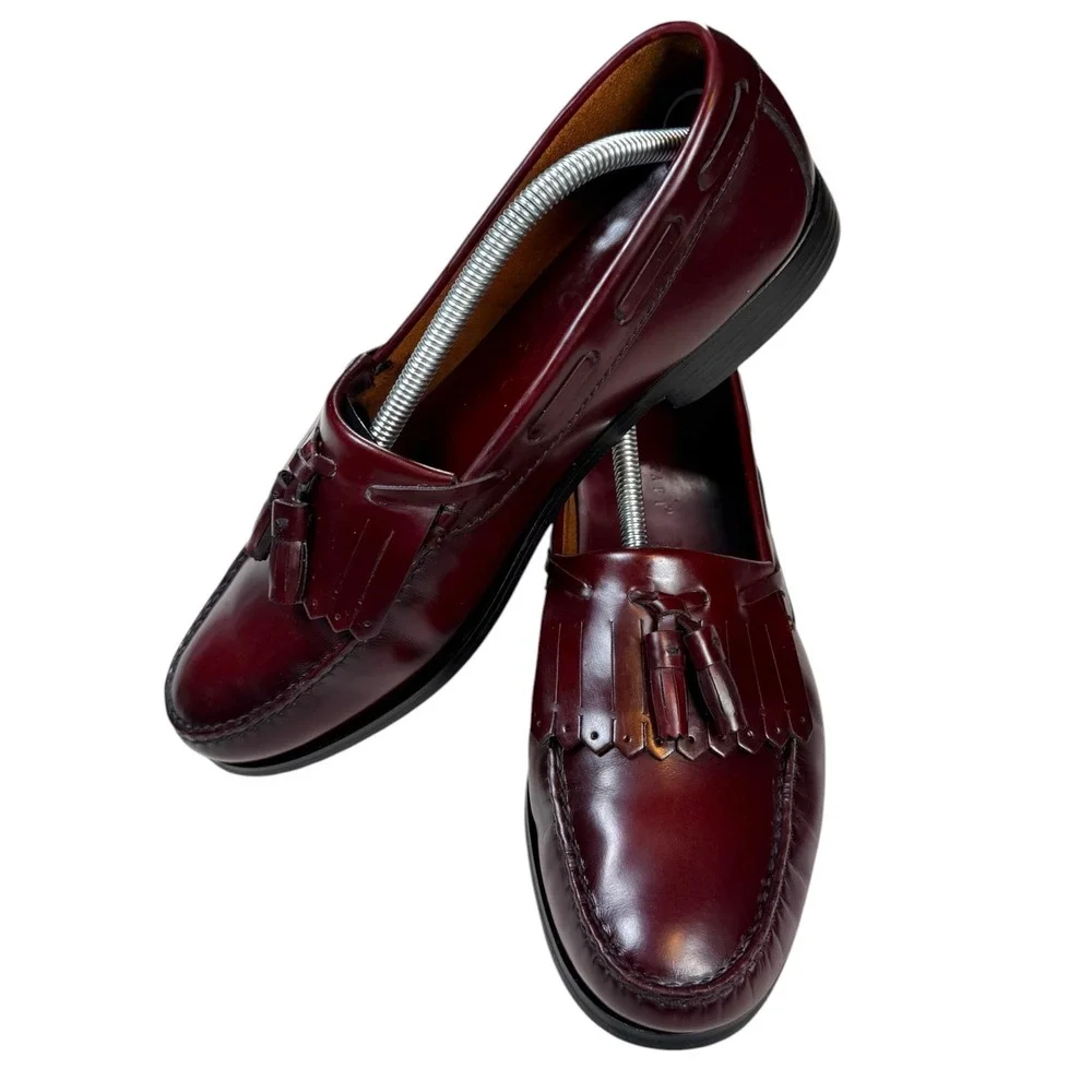 Vtg Towncraft Burgundy Kiltie Tassel Loafers Men's 11.5D Oxblood Leather Preppy